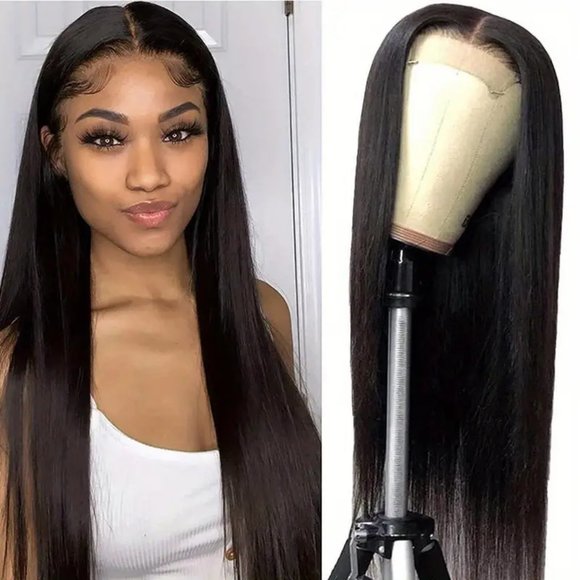 150% Density Straight Human Hair Wig with HD Transparent Lace Front Closure - Picture 1 of 5